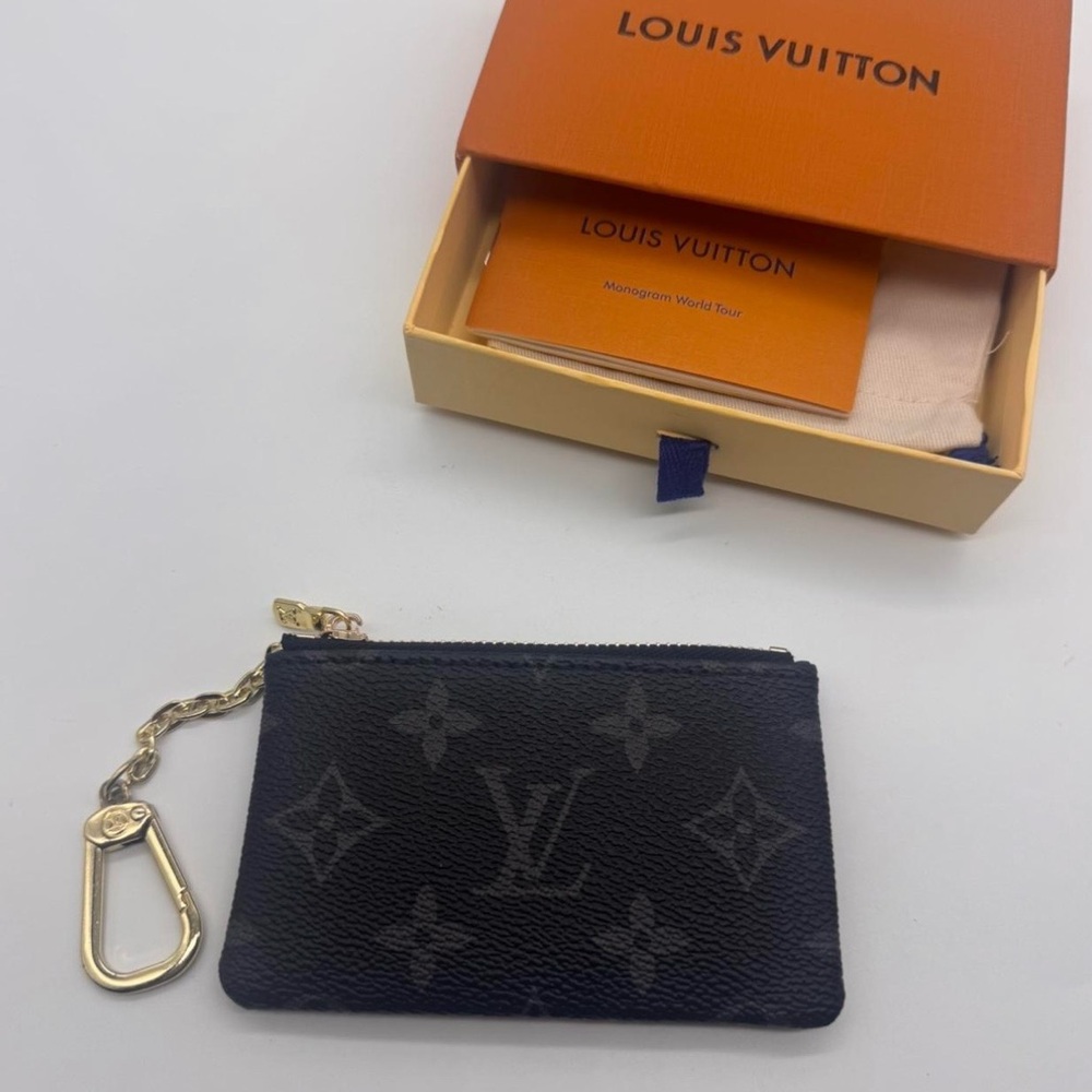 Louis Vuitton Black Monogram Canvas Key & Card Pouch with Gold Hardware